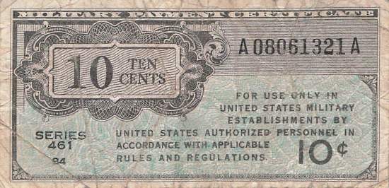 USA MPC Series 461 p.M2 10 Cents 1946 vg